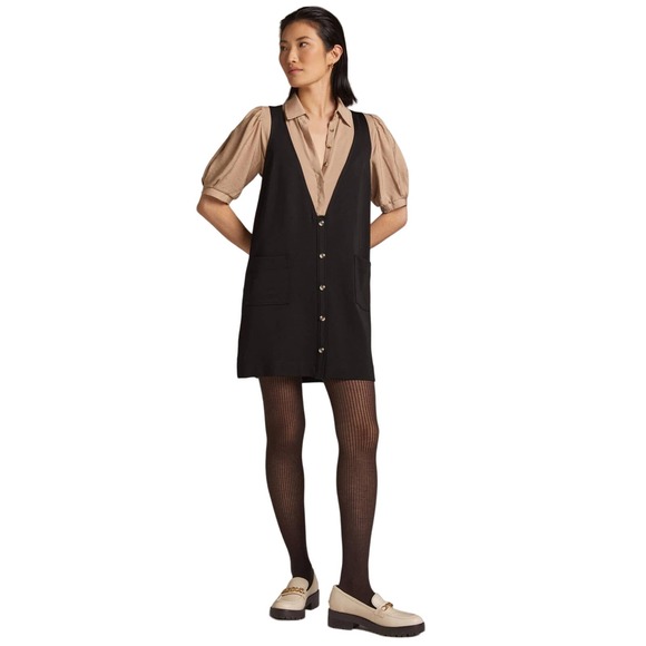 Anthropologie Dresses & Skirts - Anthropologie Maeve Womens Dress Layered Pinafore Mini Medium Preppy Schoolgirl